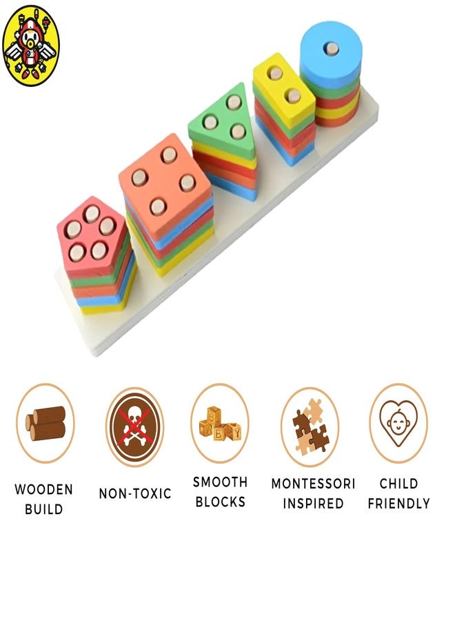 Techny Birds Technybirds Wooden Pecking Woodpecker and Wooden Shape Sorter Combo | Educational Toys for Kids | Montessori Learning | Imaginative Play | Shape Recognition - Image 3